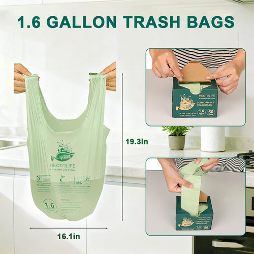 1.6 Gallon 100 Count Compostable Bags W612