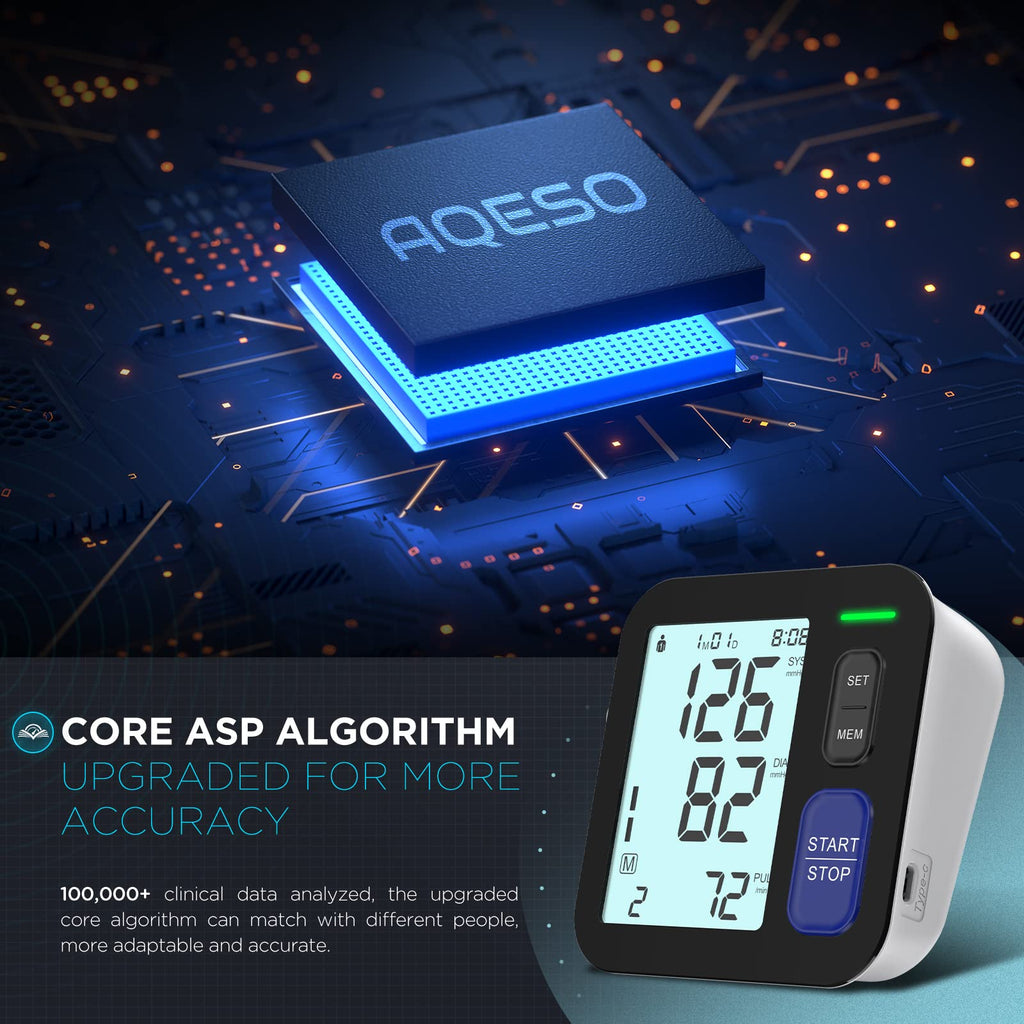 Upper Arm Blood Pressure Machine Medium/Large Cuff Automatic Digital BP Monitor Backlit LCD 2-User Mode O612286
