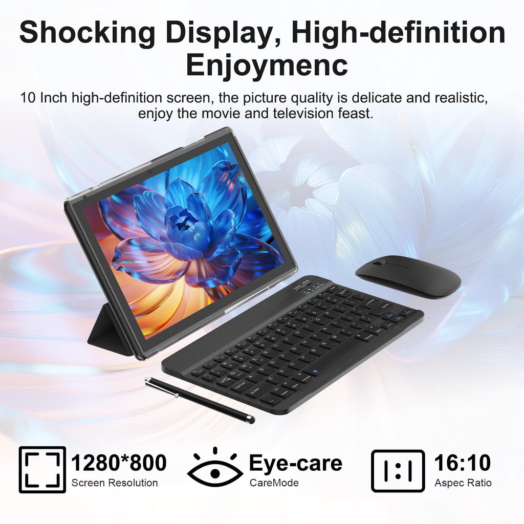 Android 14 2 in 1 Tablet with Keyboard 10 inch 8GB+64GB Black X39593