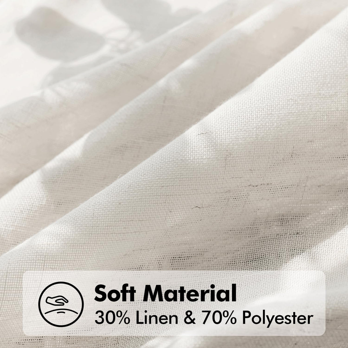 Natural White Semi Sheer Linen Curtains 120 inch 2 Panels X88163