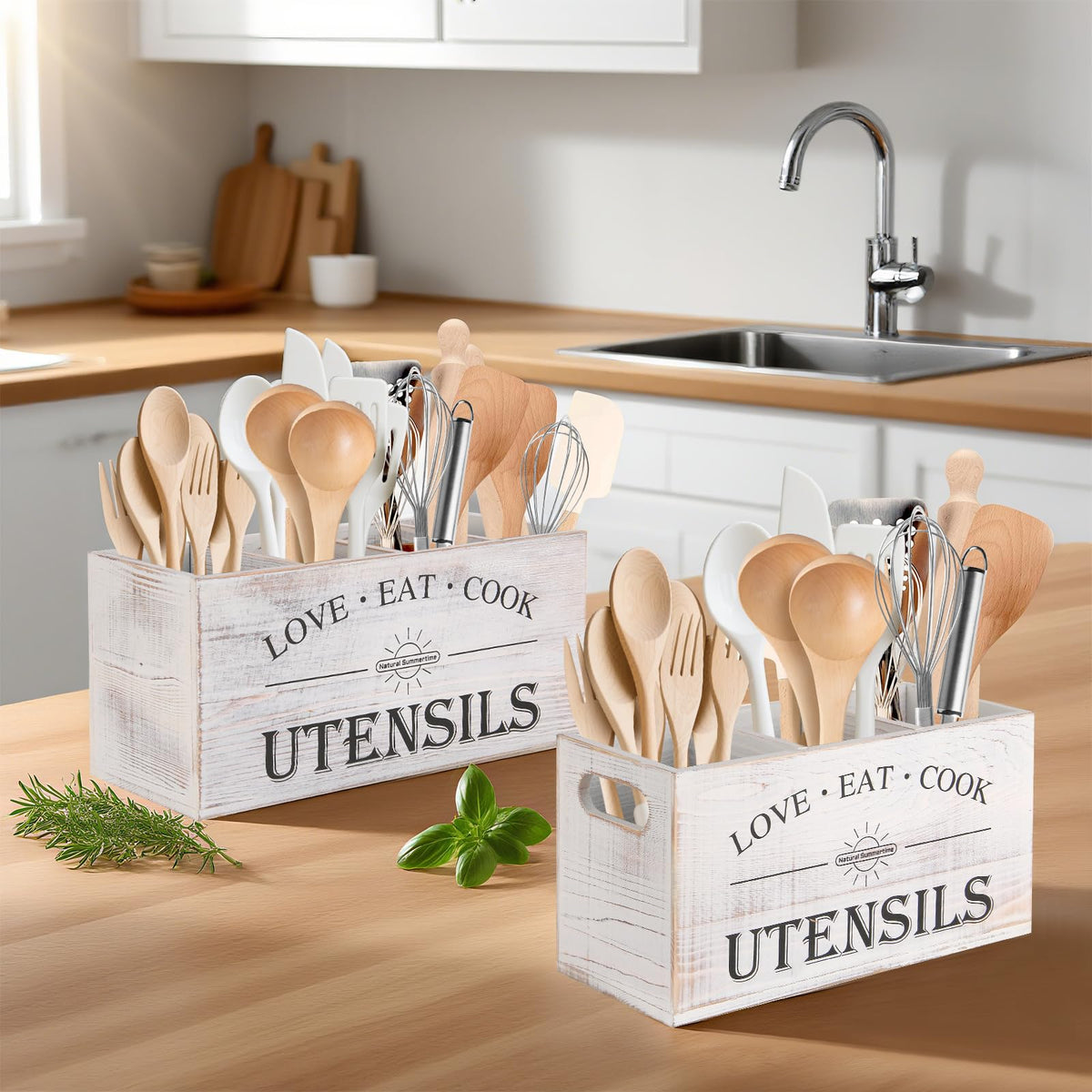 2 PC Wooden Utensil Holder V679669