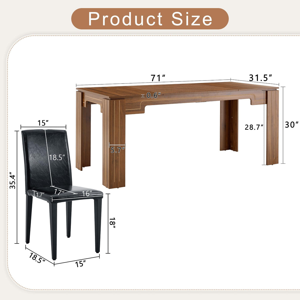 9 Piece Dining Table Set with 8 Pu Leather Chairs H660
