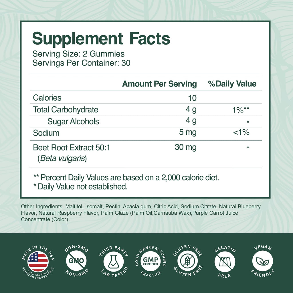 Beet Root Gummies 50:1 Extract Sugar Free Chews Vegan M840