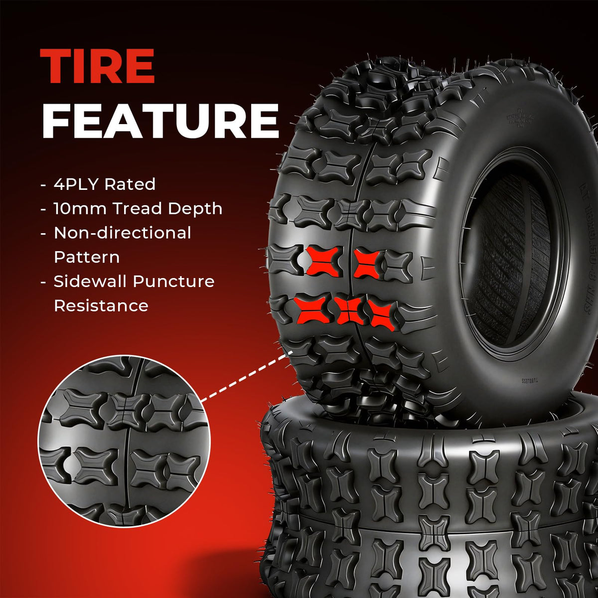 Set of 2 18x9.5-8 Tubeless All-Terrain Tires W392