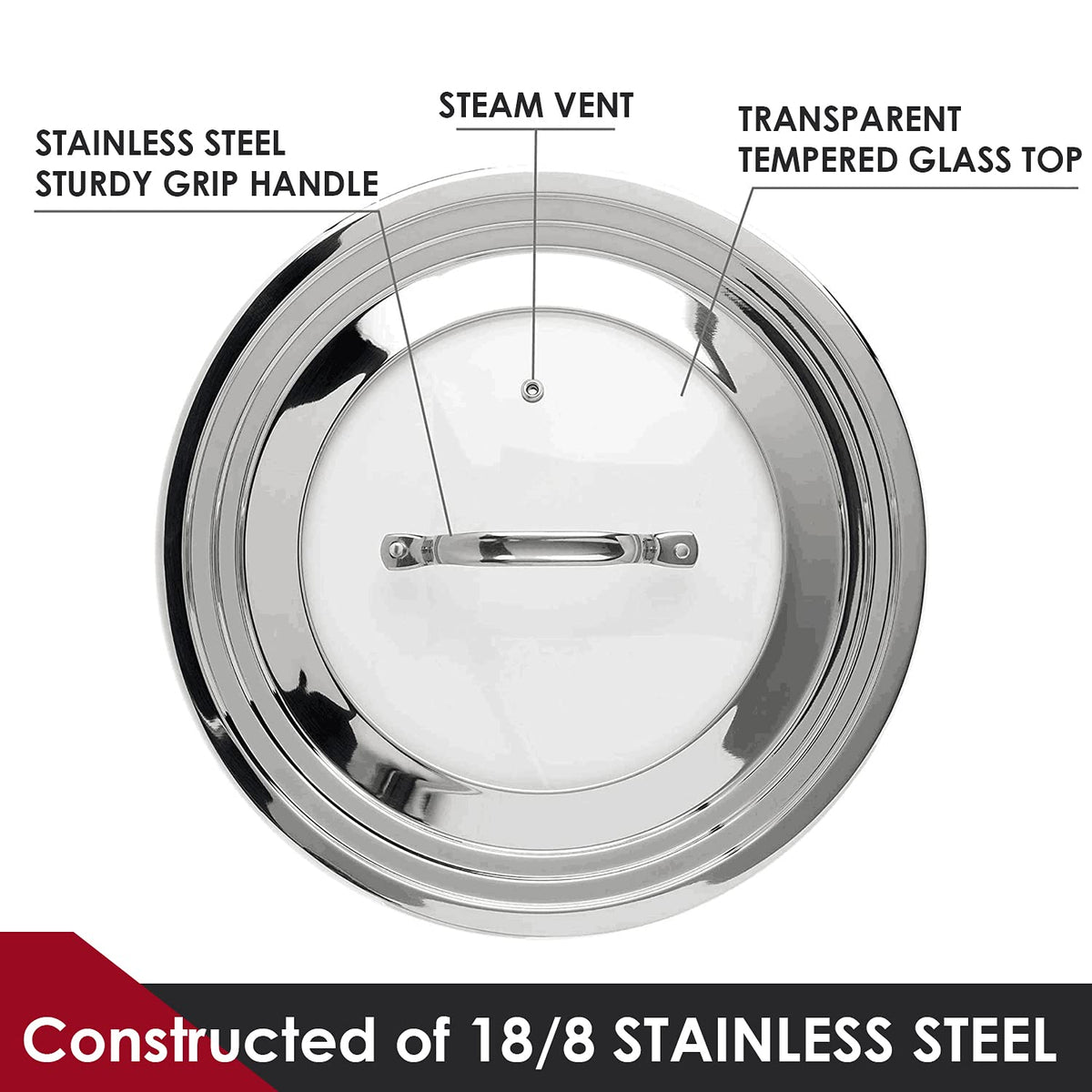 Stainless Steel Universal Lid for Pots, Pans and Skillets C75683