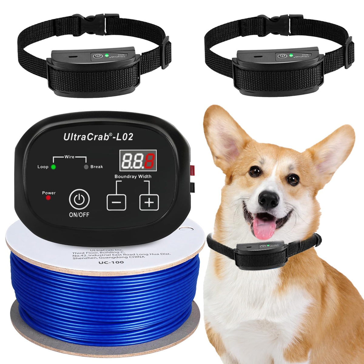 In-Ground Electric Dog Fence System with 2 Collars D8393