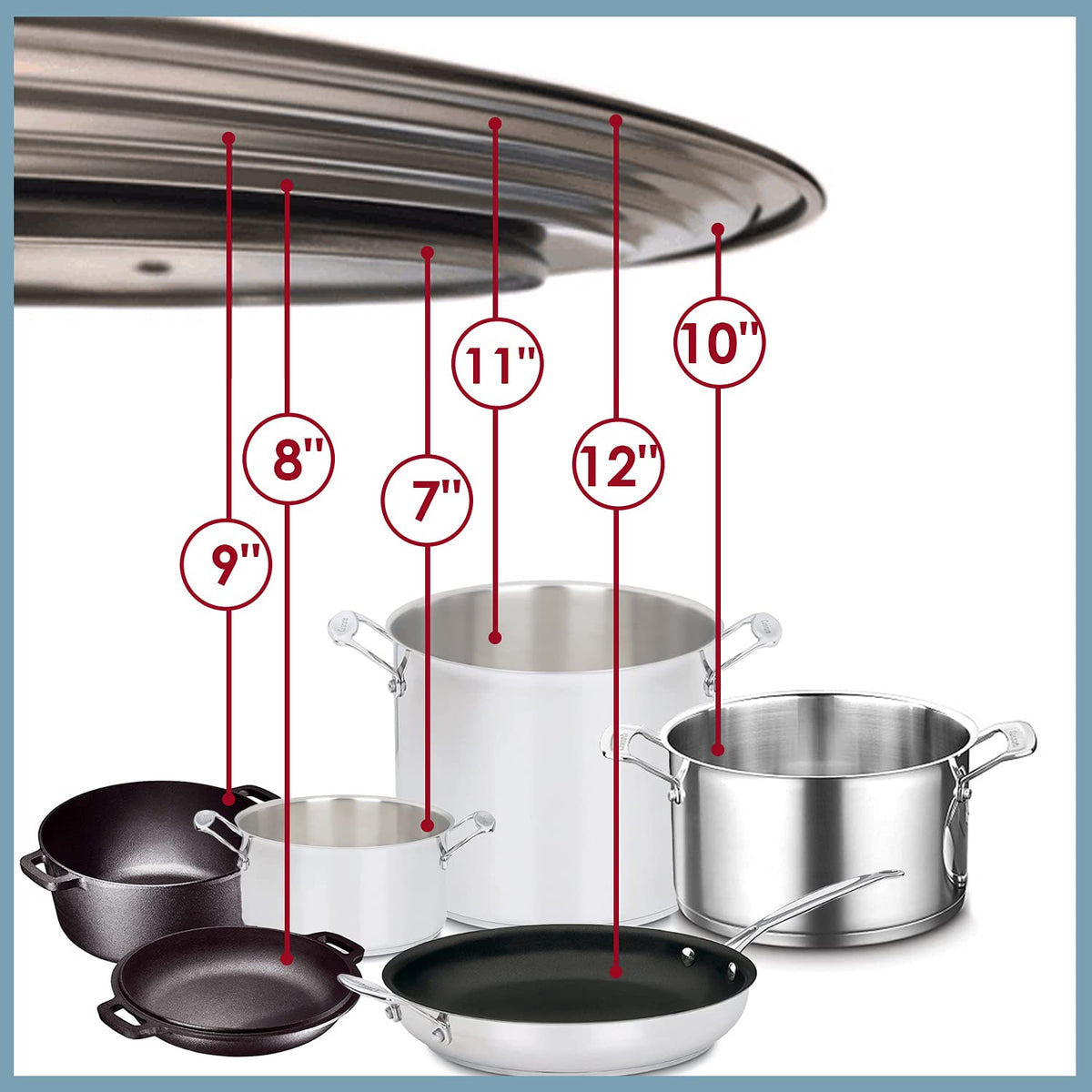 Stainless Steel Universal Lid for Pots, Pans and Skillets C75683