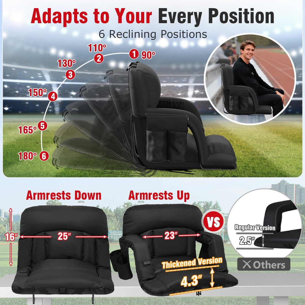 Heated Stadium Seats with Back Support 2 Pack W408