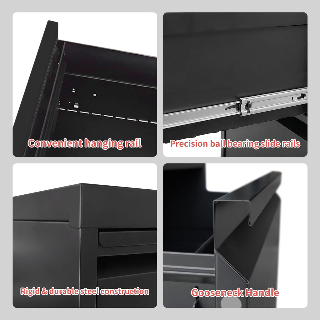 4 Drawer Black Metal File Cabinet with Lock K748