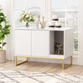 White Cat Litter Box Enclosure with Scratch Pad and Metal Legs T79595