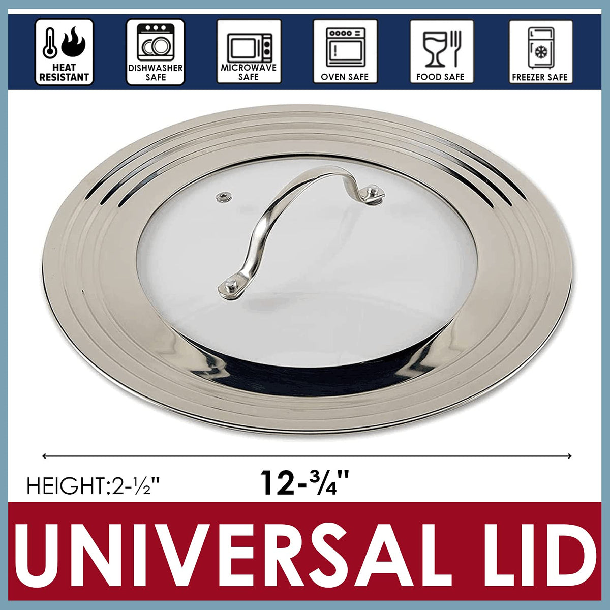 Stainless Steel Universal Lid for Pots, Pans and Skillets C75683
