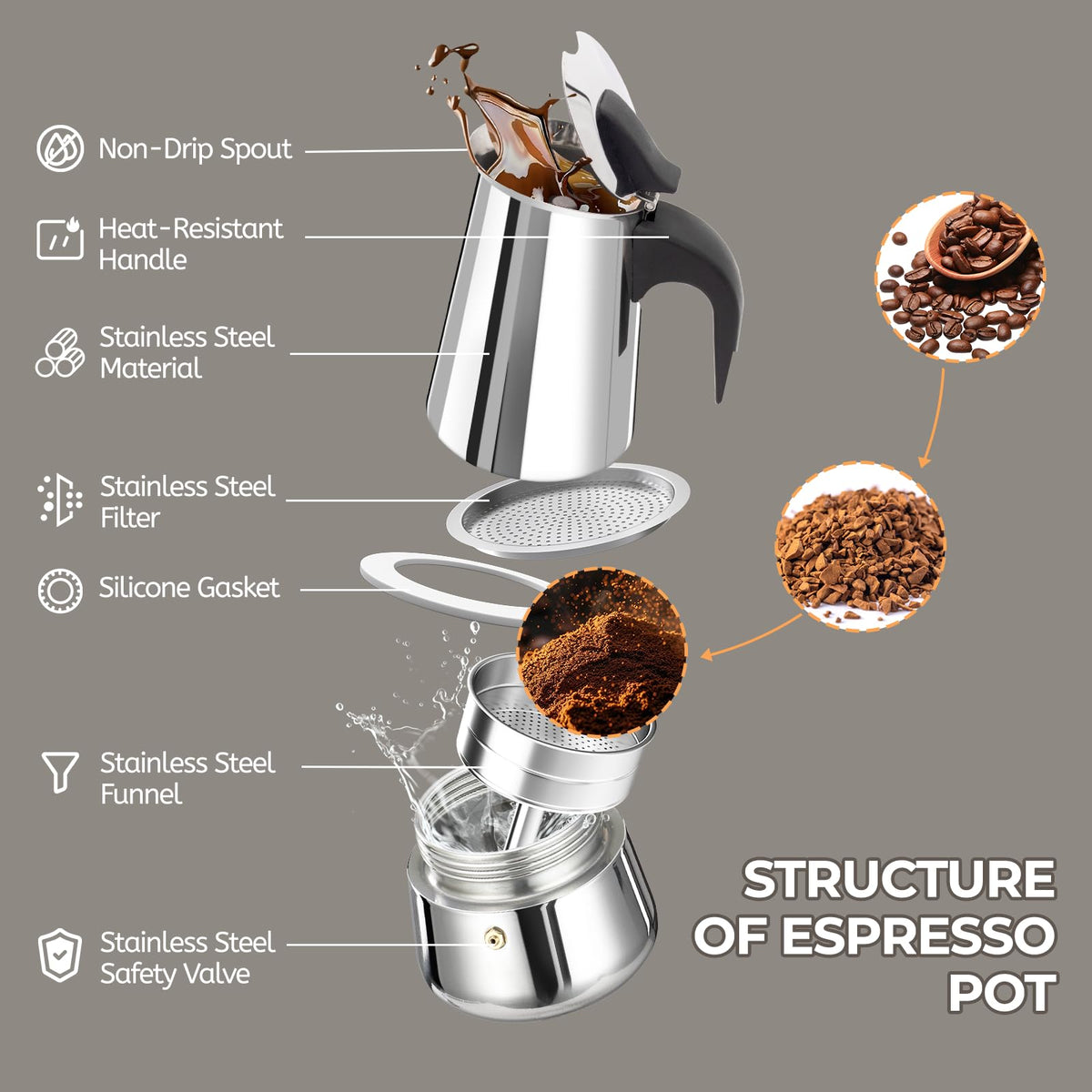 12 Cup Stainless Steel Moka Pot M9609