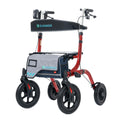 All-Terrain Rollator Walker with Seat, 12” Non-Pneumatic Tire Front Wheels, Compact Folding, Red C2205