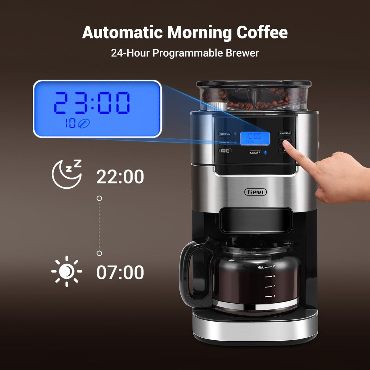 10-Cup Drip Coffee Maker with Built-In Burr Grinder O15486
