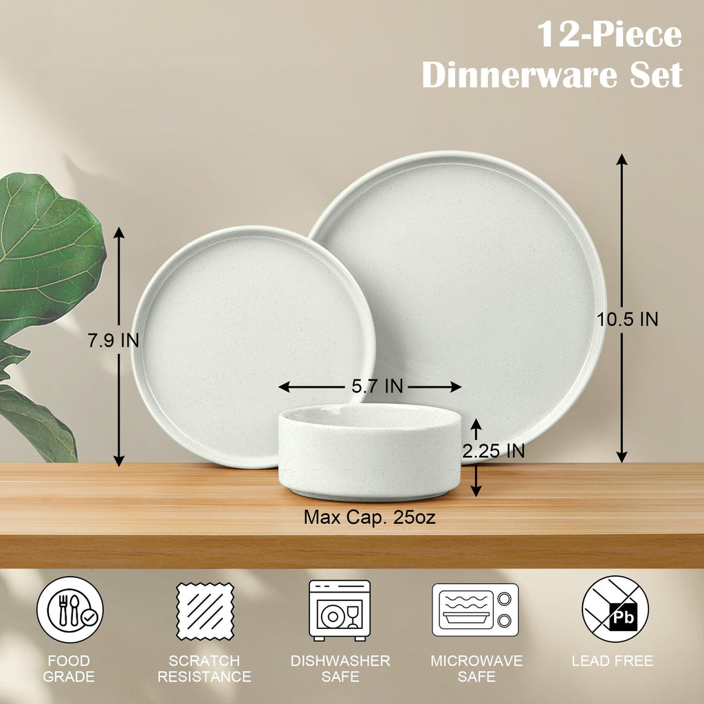 Speckled White 12 Pc Stoneware Dinnerware Set N583342
