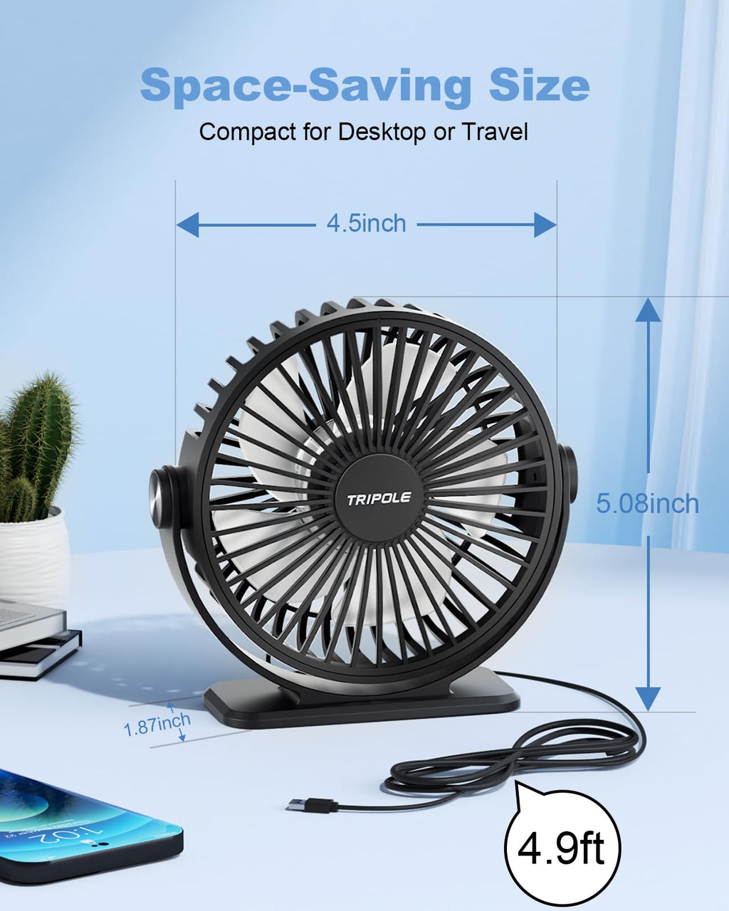 Black 2 Pack USB Powered Mini Desk Fan W31268
