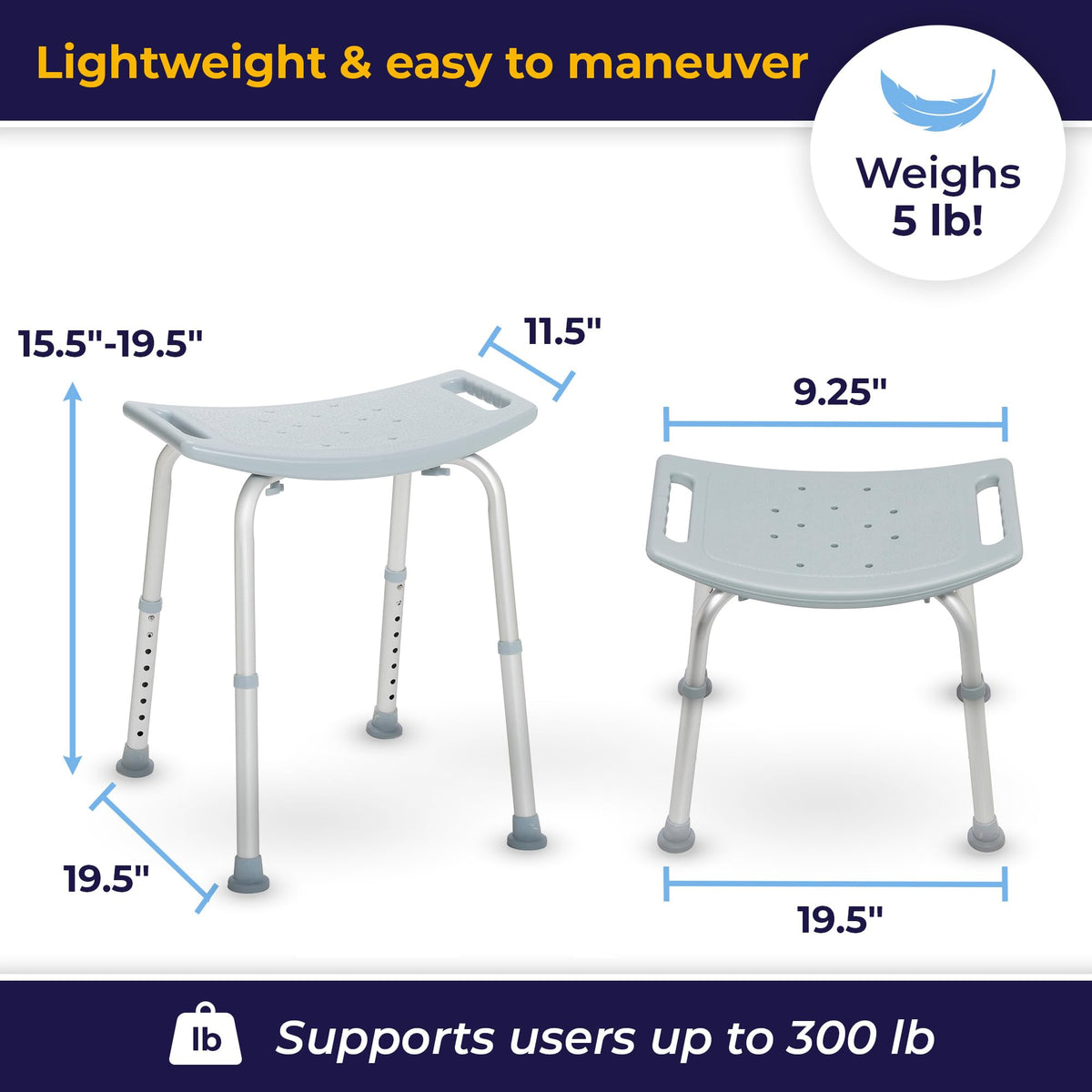 Adjustable Non-Slip Aluminum Shower and Bath Chair R406445