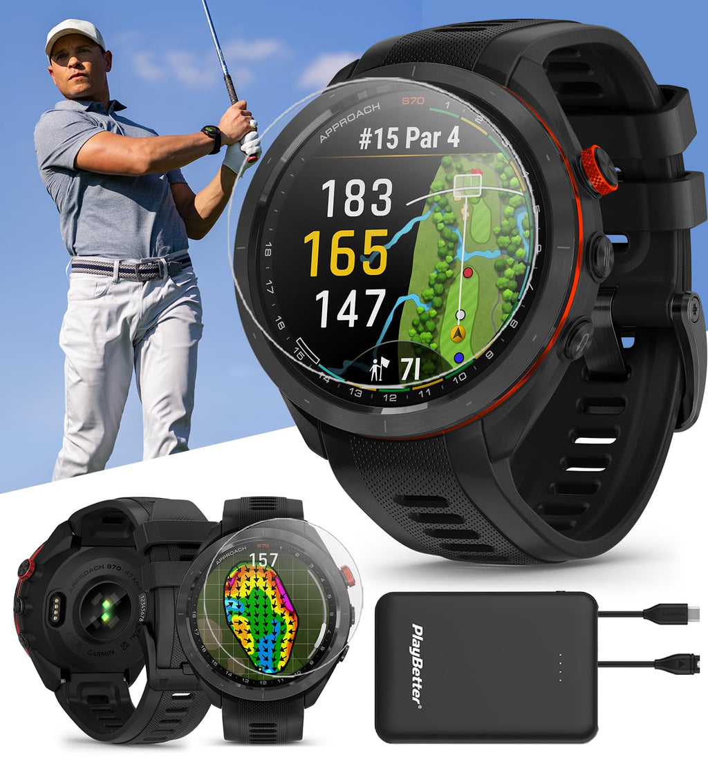 Black 47mm Golf GPS Smartwatch L625004