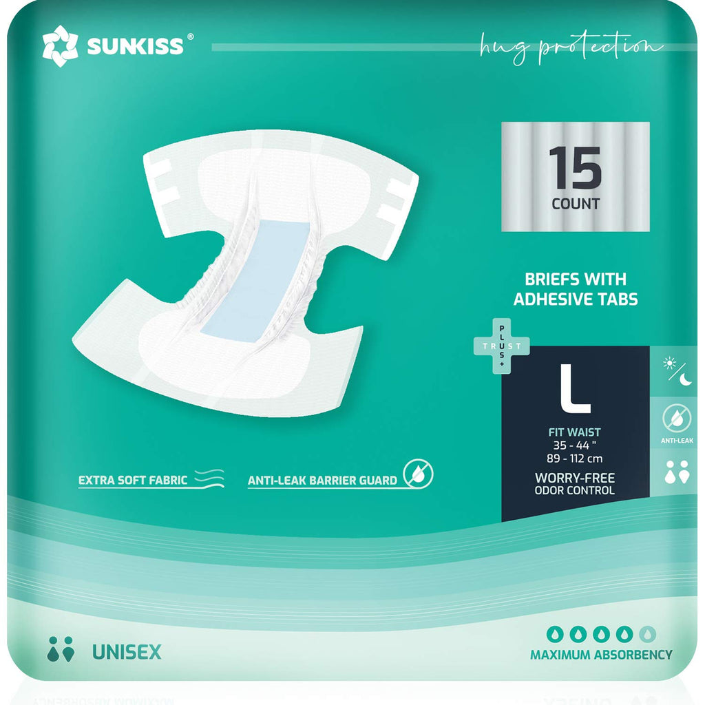 Adult Diapers Large 15 Count & Wet Wipes 200 Count W9508