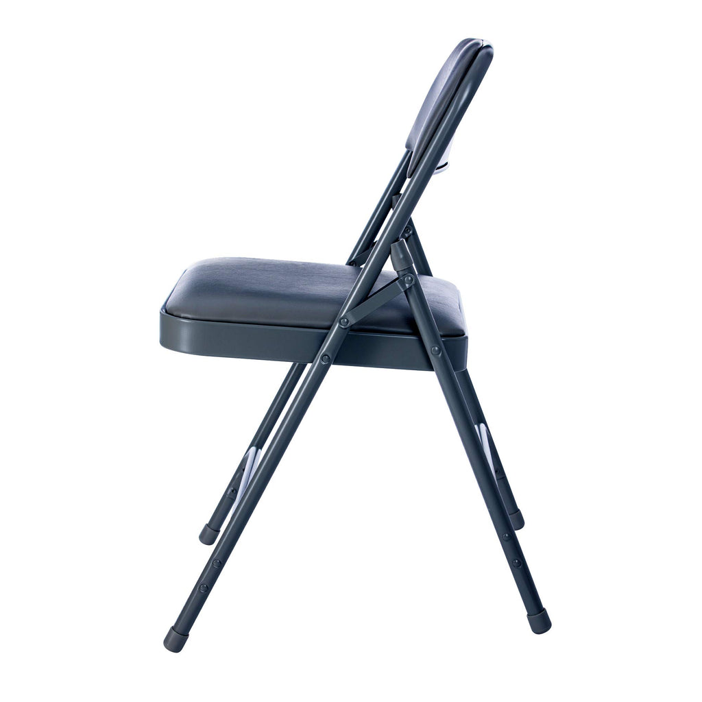 Blue Vinyl Cushioned Folding Chairs with Steel Frame, 4-Pack F77621