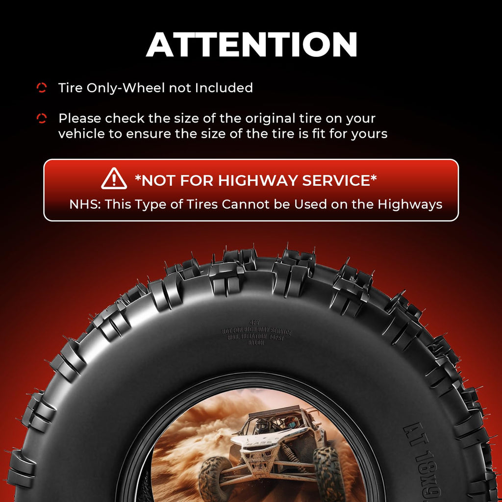 Set of 2 18x9.5-8 Tubeless All-Terrain Tires W392