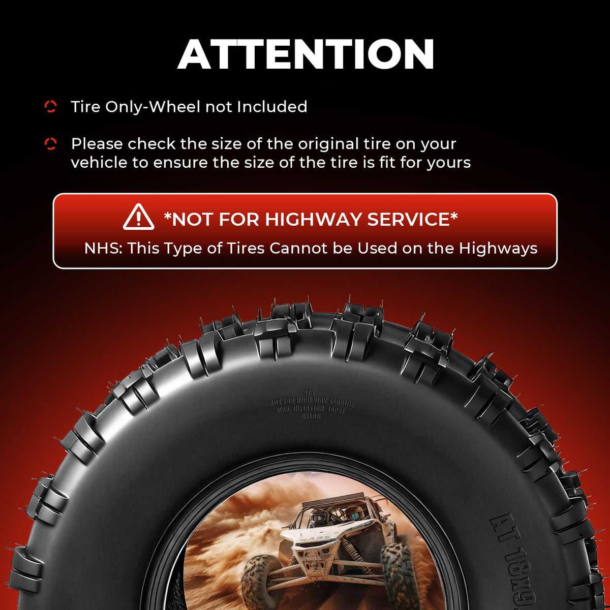 Set of 2 18x9.5-8 Tubeless All-Terrain Tires W392