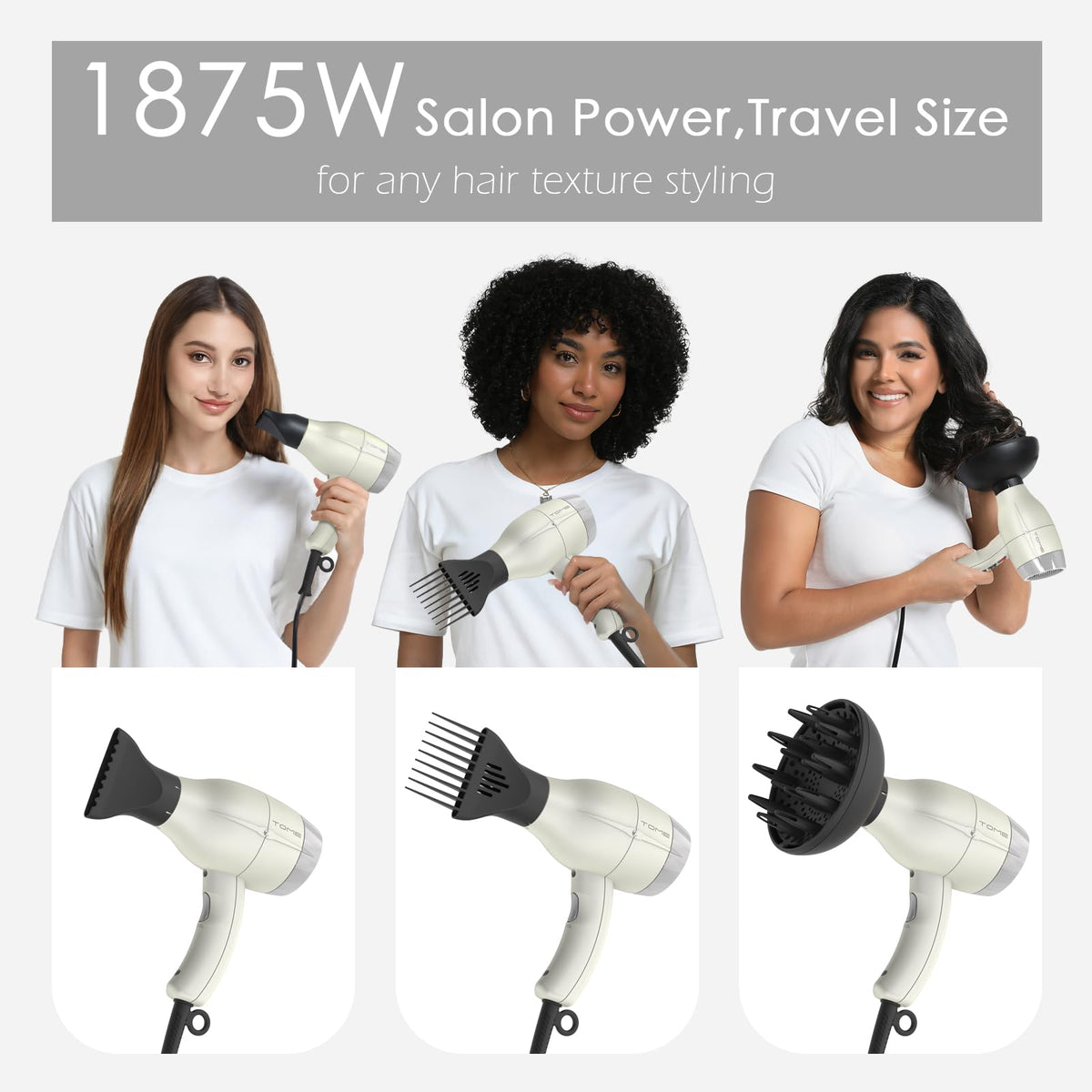 1875W Ionic Hair Dryer with Diffuser O381