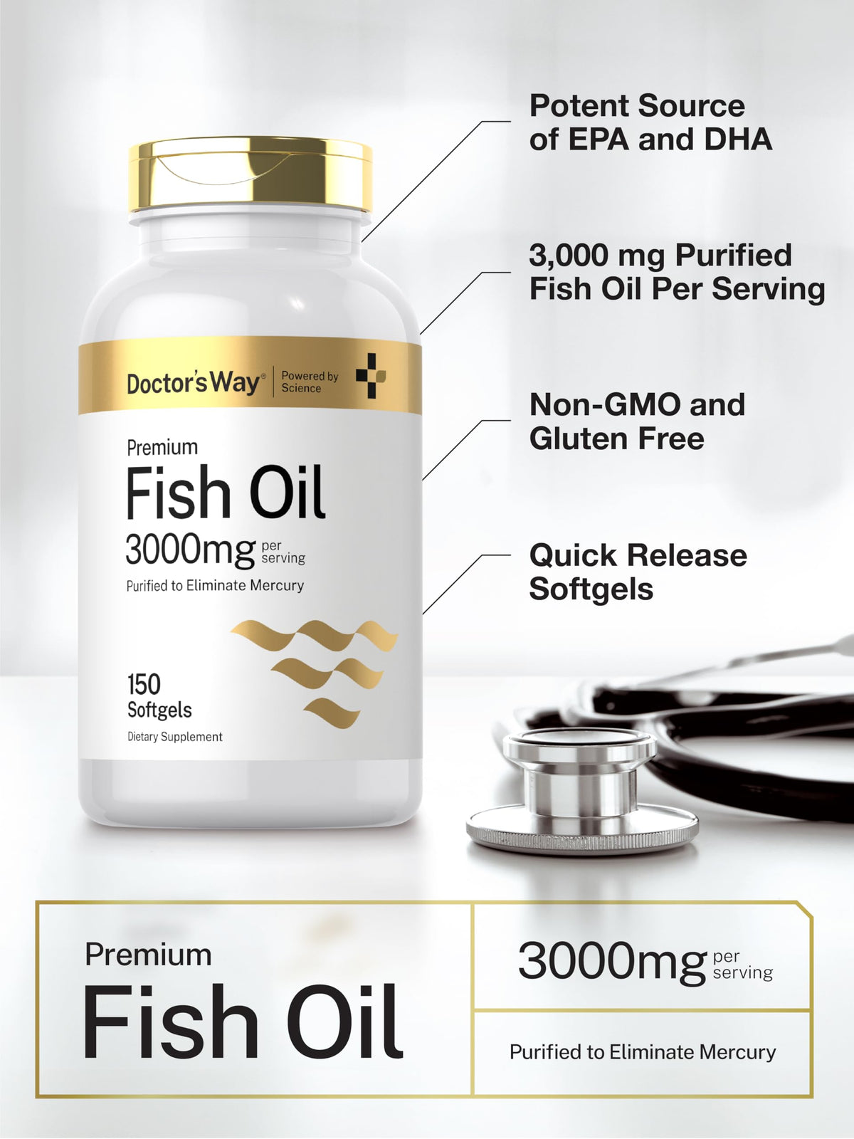 Fish Oil 3000mg 150 Softgels Omega-3 EPA DHA X854