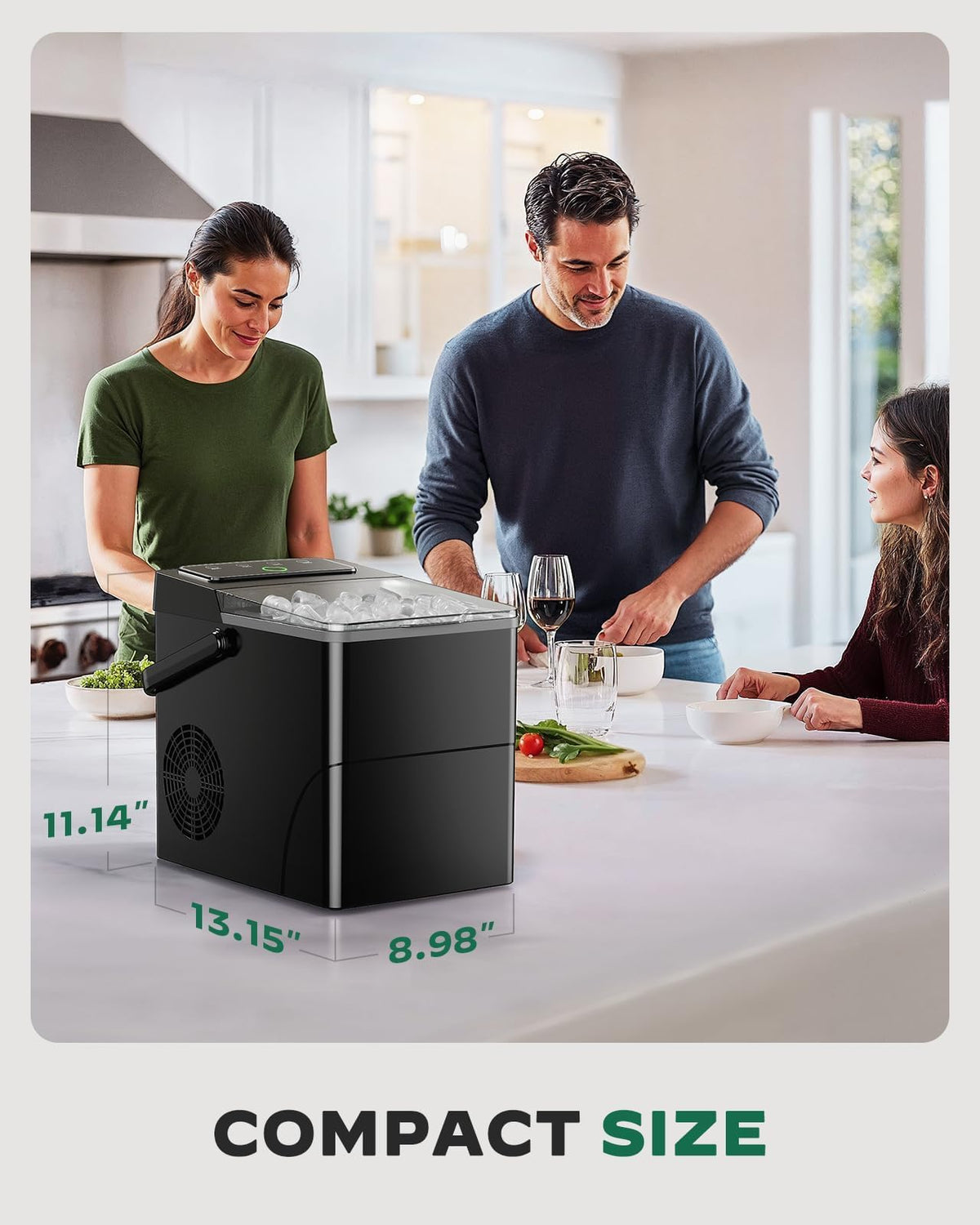 Countertop Ice Maker with 2.5L Ice Basket & 1.8L Water Tank, 26Lbs/24H K3515