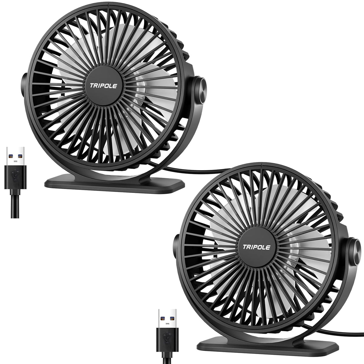 Black 2 Pack USB Powered Mini Desk Fan W31268
