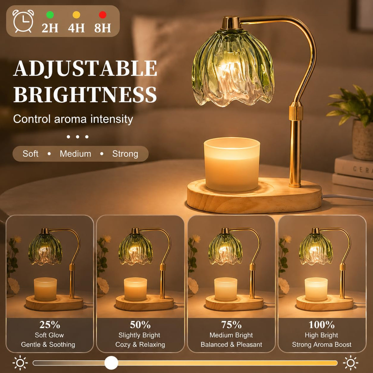 Green Dimmable Candle Warmer Lamp with Timer K652609