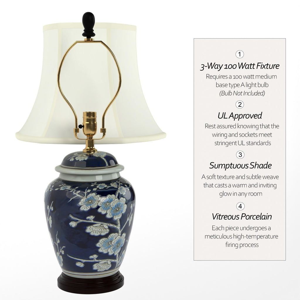 22" Blue Cherry Blossom Lamp D46256
