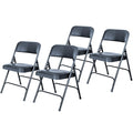 Blue Vinyl Cushioned Folding Chairs with Steel Frame, 4-Pack F77621