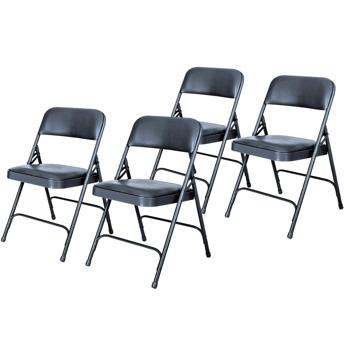 Blue Vinyl Cushioned Folding Chairs with Steel Frame, 4-Pack F77621