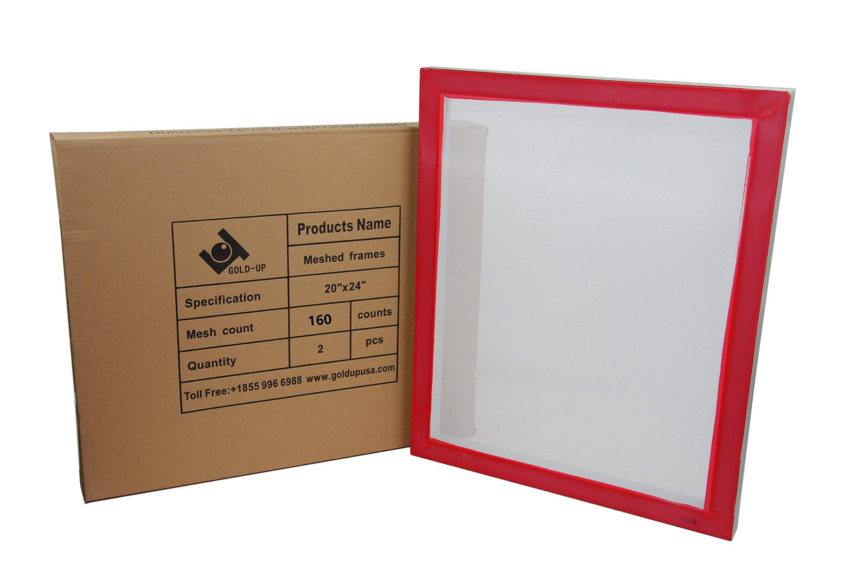 20 x 24 Inch Pre-Stretched Aluminum Silk Screen Printing Frames with 160 White Mesh 2 Pack D9237