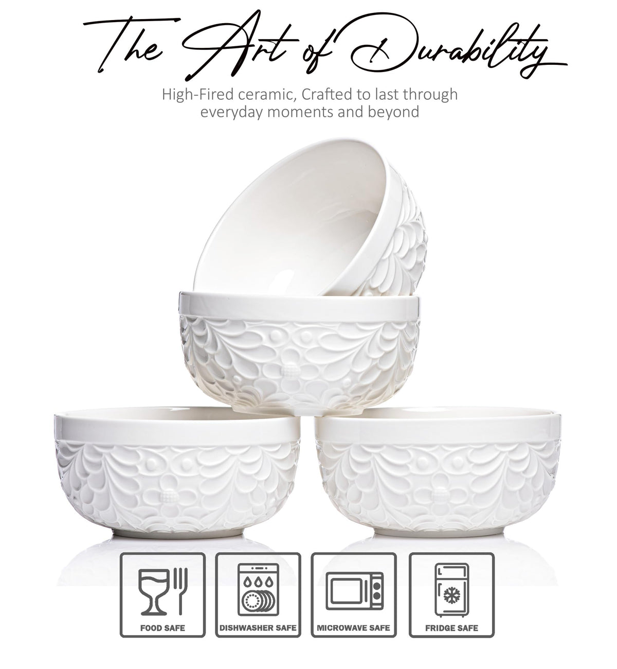 22 Oz Ceramic Bowls Set of 4 A8609