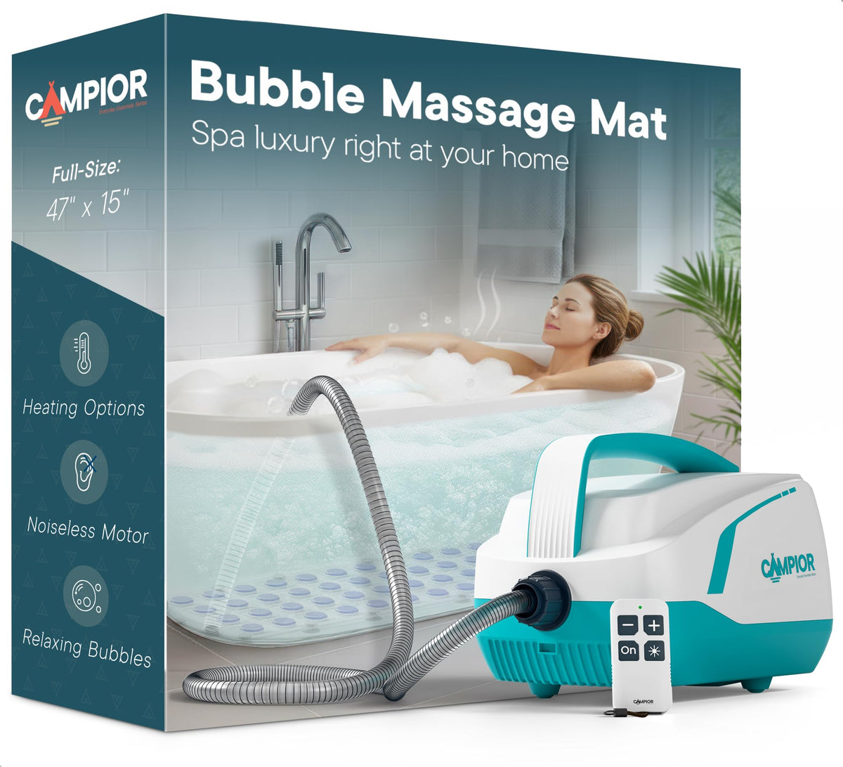 Bath Massager Mat with Adjustable Bubbles and Remote Control U352263