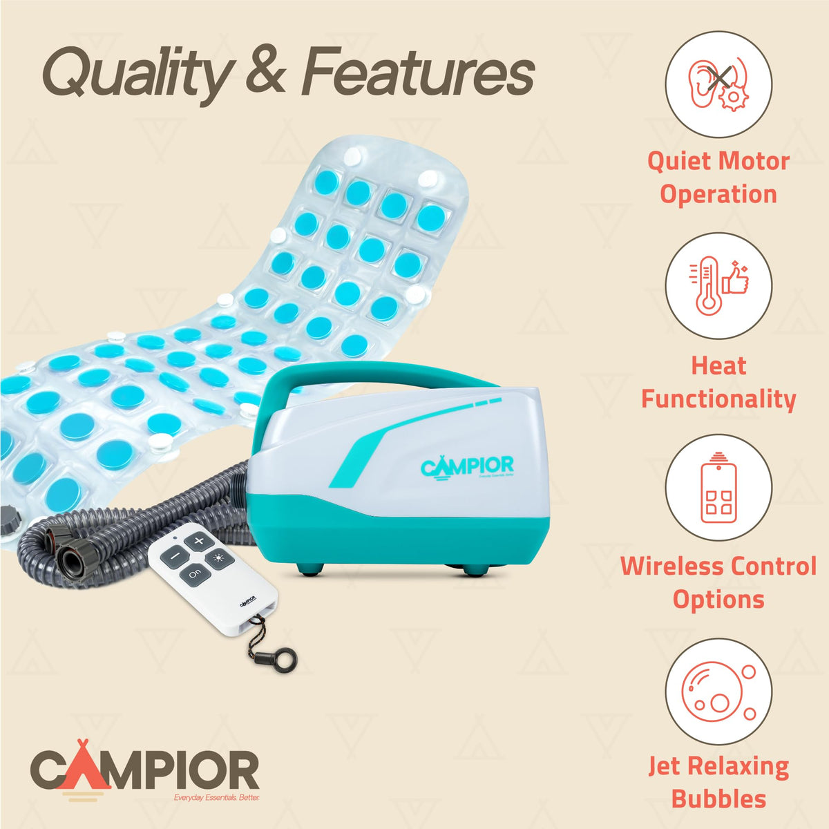Bath Massager Mat with Adjustable Bubbles and Remote Control U352263