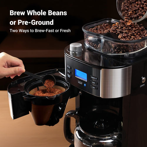 10-Cup Drip Coffee Maker with Built-In Burr Grinder O15486