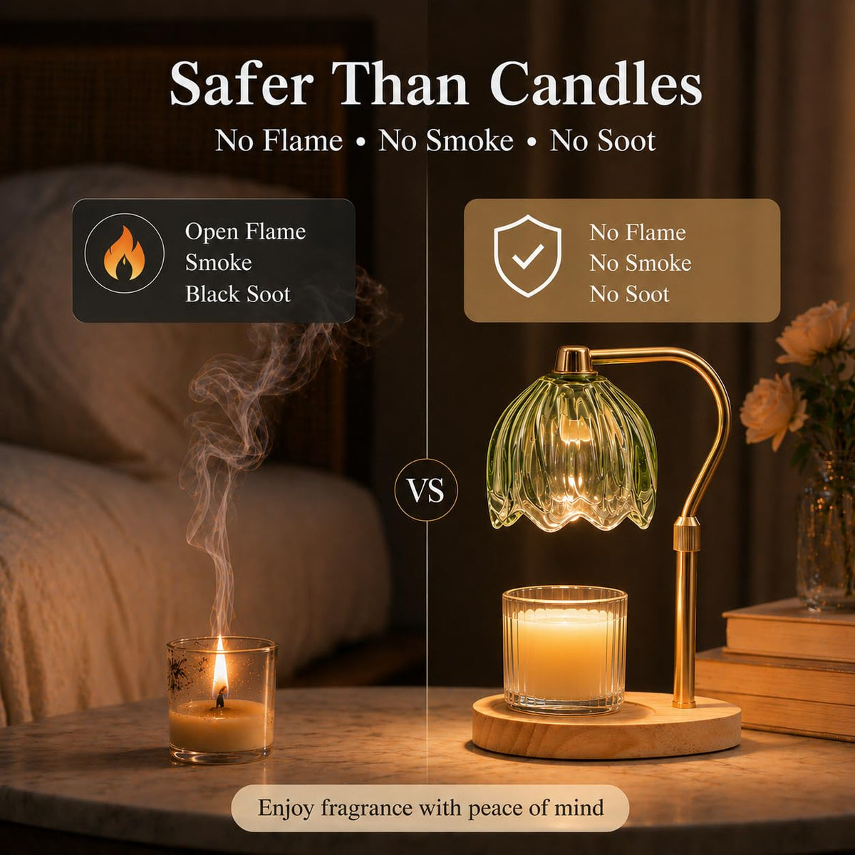 Green Dimmable Candle Warmer Lamp with Timer K652609