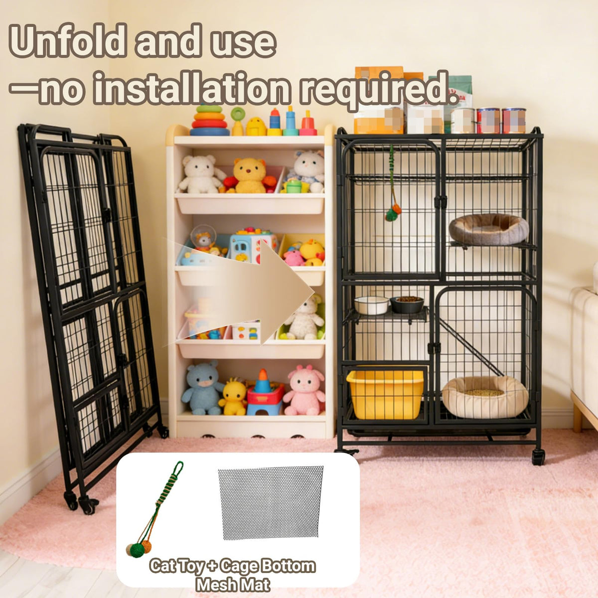 Collapsible Metal Wire Cat Cage R936
