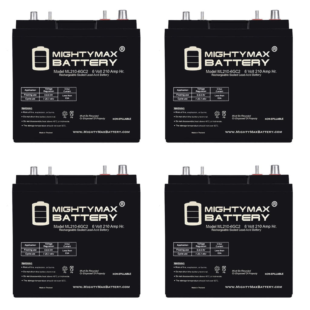 6V 210AH Dual Terminal SLA Replacement Battery 4 Pack B903923