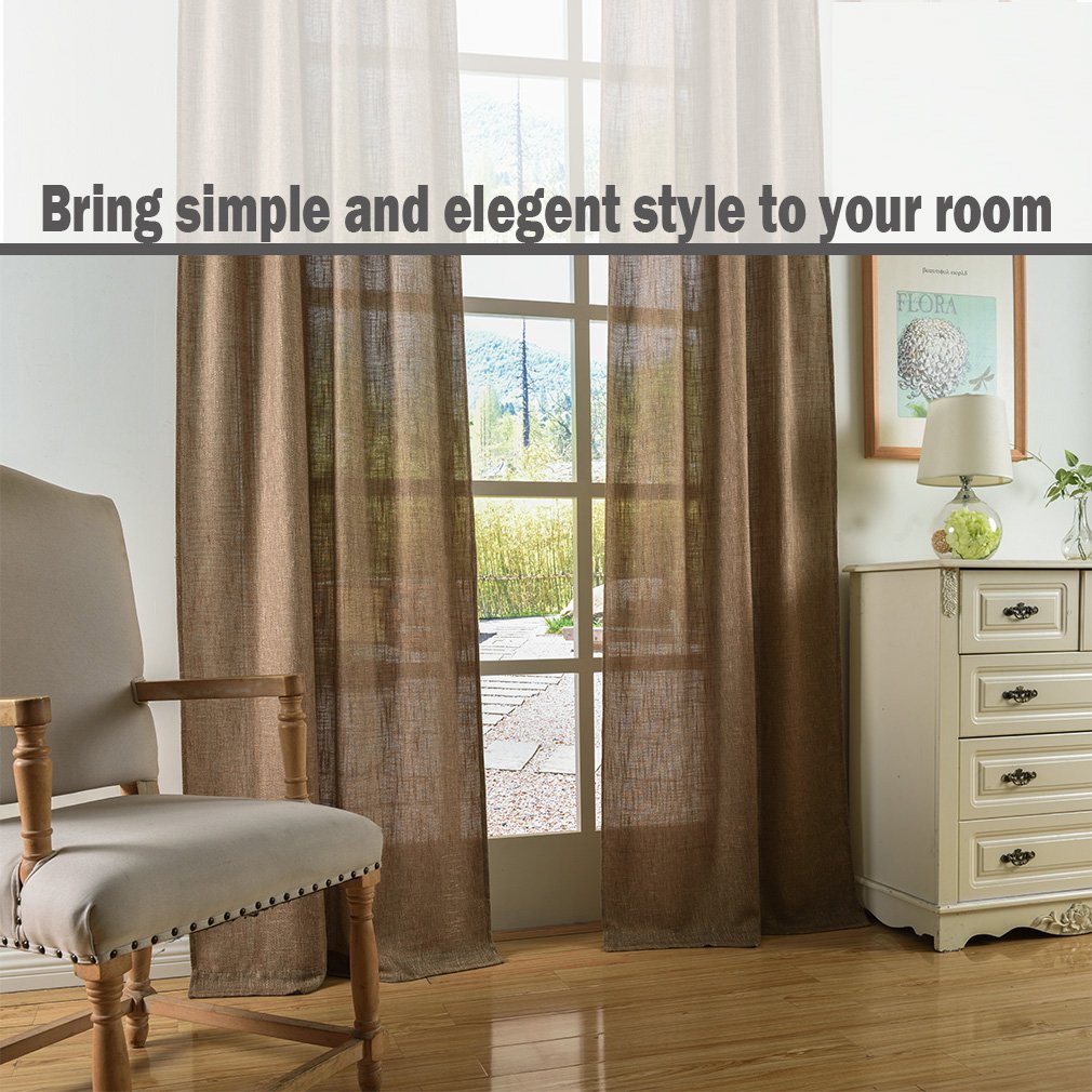 Soft Burlap Natural Tan Rod Pocket Window Curtain Panel 37" x 84" N31809