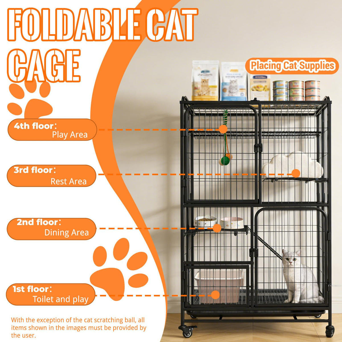 Collapsible Metal Wire Cat Cage R936