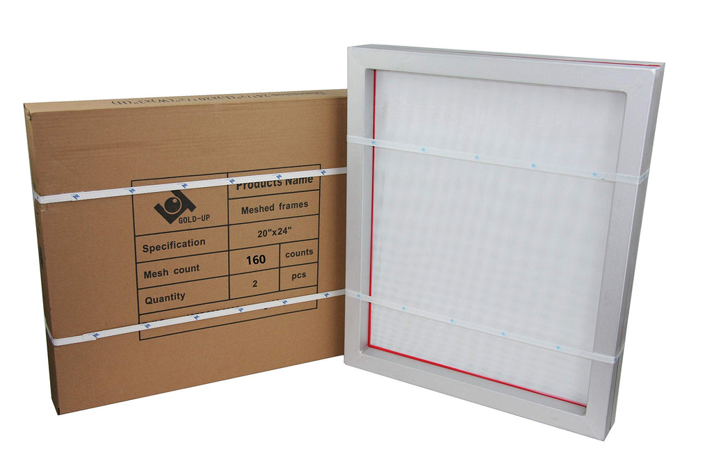 20 x 24 Inch Pre-Stretched Aluminum Silk Screen Printing Frames with 160 White Mesh 2 Pack D9237