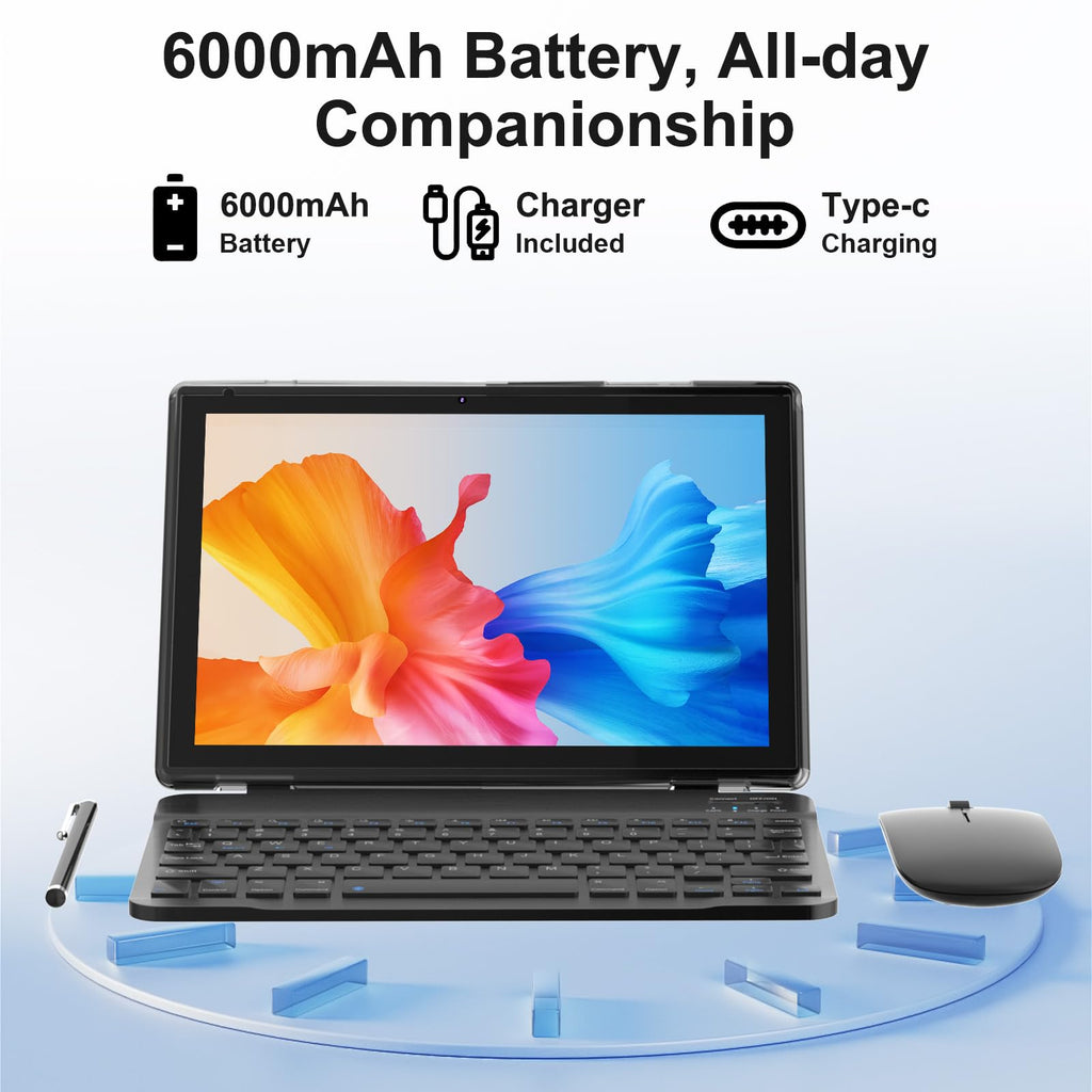Android 14 2 in 1 Tablet with Keyboard 10 inch 8GB+64GB Black X39593
