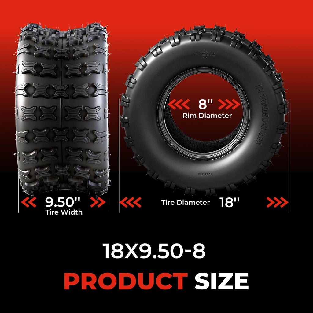 Set of 2 18x9.5-8 Tubeless All-Terrain Tires W392