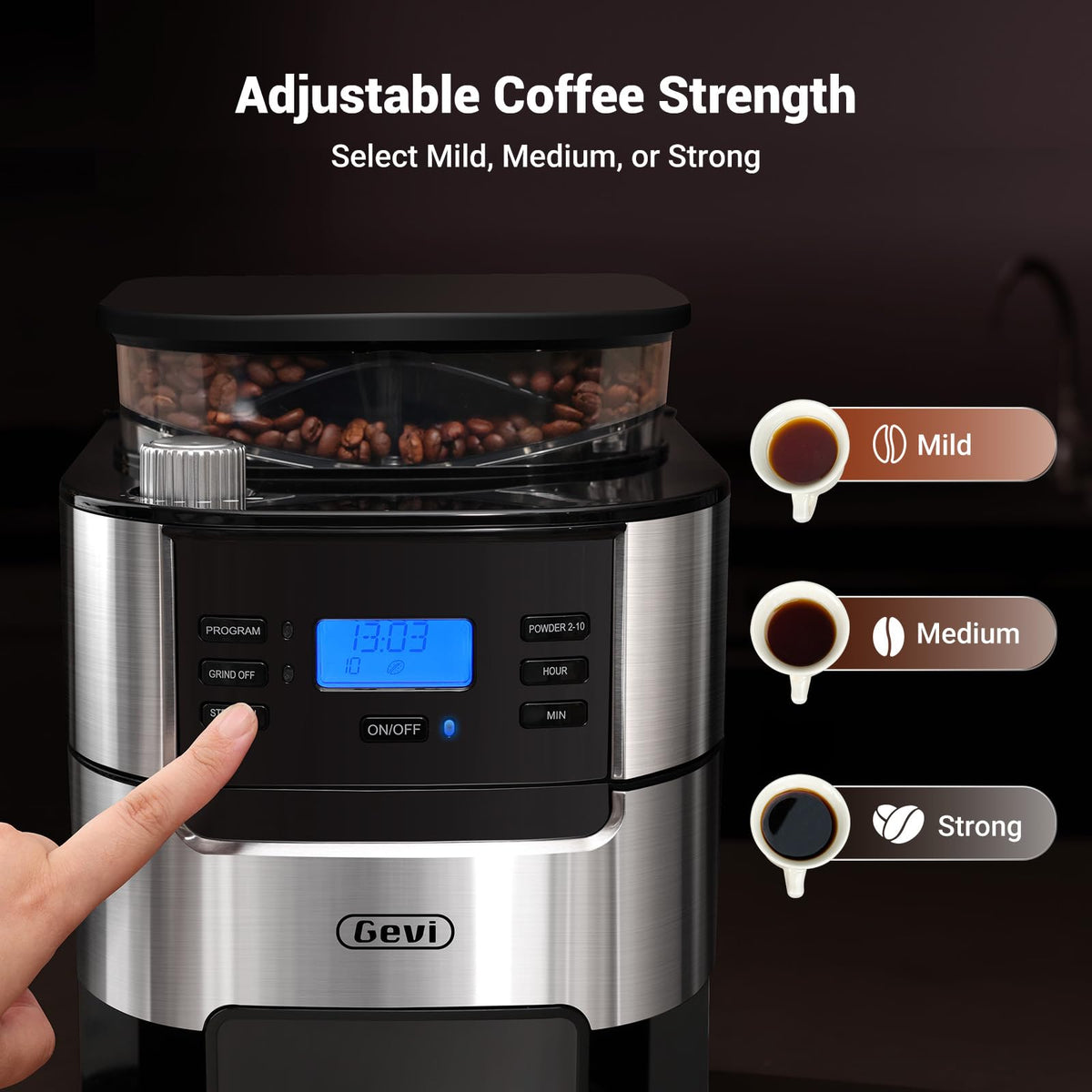 10-Cup Drip Coffee Maker with Built-In Burr Grinder O15486