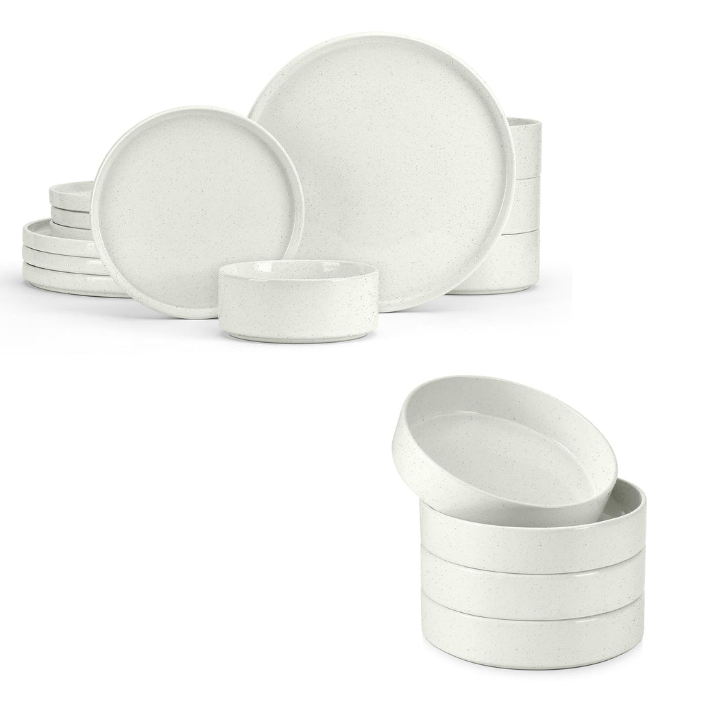Speckled White 12 Pc Stoneware Dinnerware Set N583342