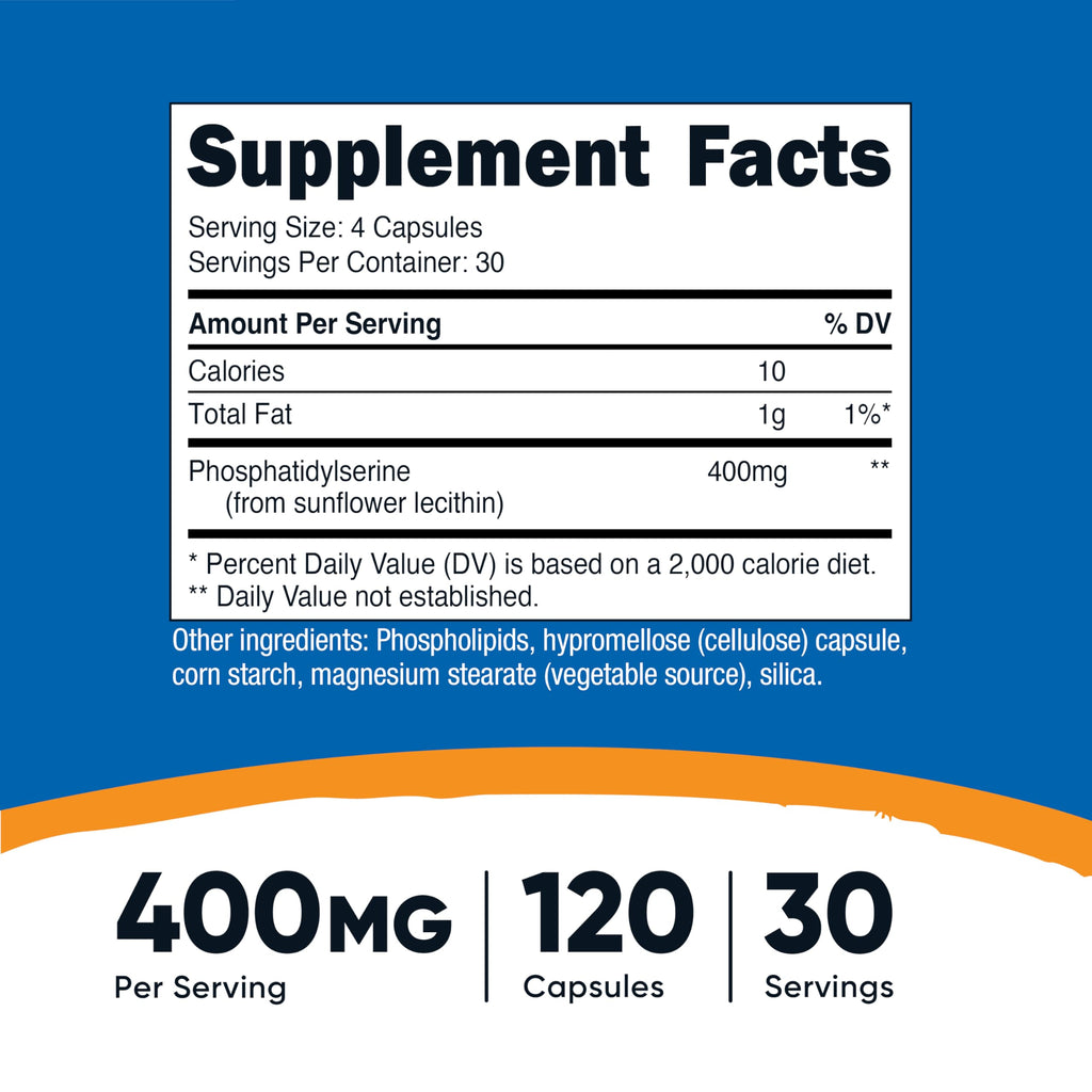 Phosphatidylserine 400mg 120 Capsules Gluten Free P6179